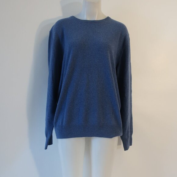 Mens J. Crew Blue 100% Cashmere Long Sleeve Crewneck Sweater XL - Picture 1 of 10
